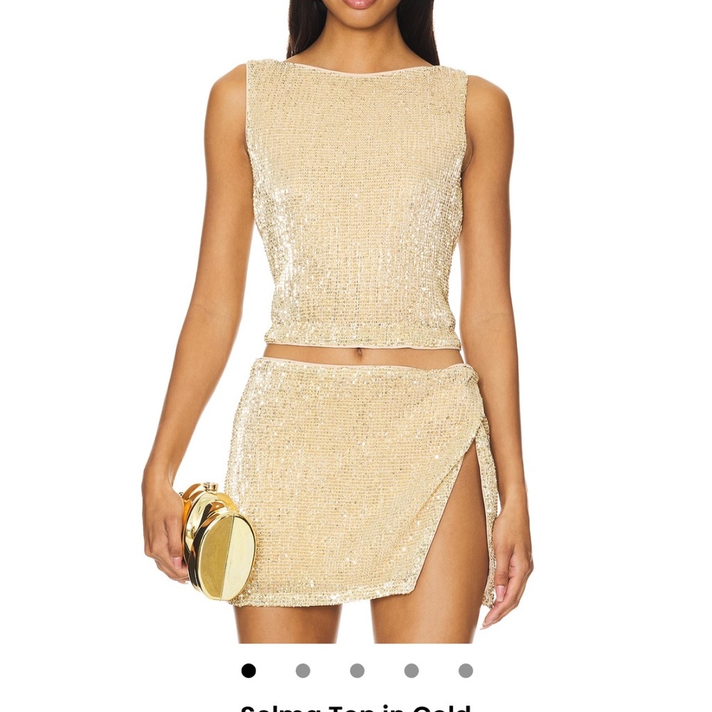 Lovers and Friends Selma Mini Skirt and Top in Gold